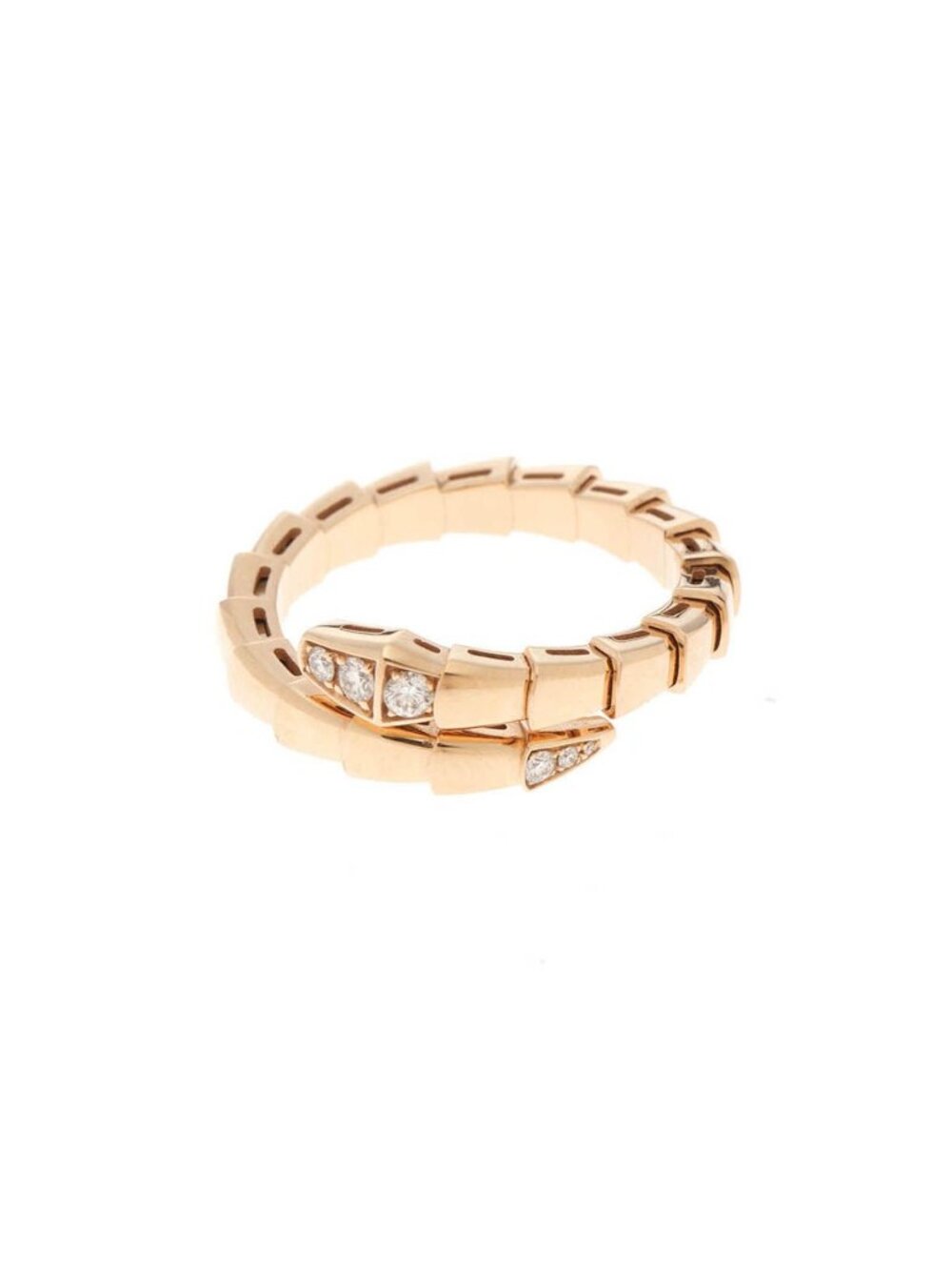 Bvlgari Serpenti Viper Ring 18k Pink Gold Diamond
